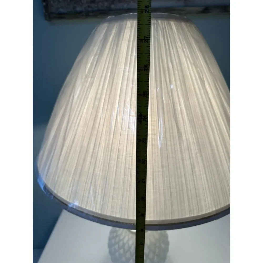 Vintage Hollywood Regency Quilted Hobnail Milkglass Lamp with Brass MCM
